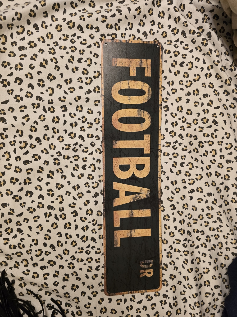 Vintage-Inspired 'FOOTBALL' Wooden Sign - Black & Wood-Tone